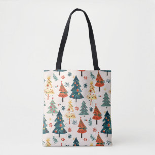 Colourful Christmas Pine Trees Seamless Pattern Tote Bag