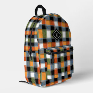 Colourful Christmas Plaid Pattern Monogram Printed Backpack