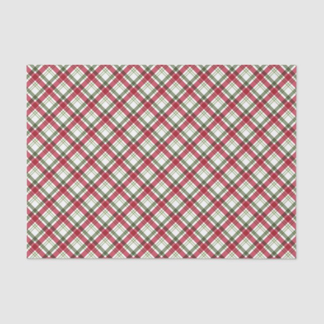 Colourful Christmas Red Green Plaid Pattern Tissue Paper (Front)