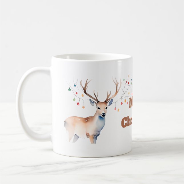 Colourful Christmas Reindeer Mug (Left)