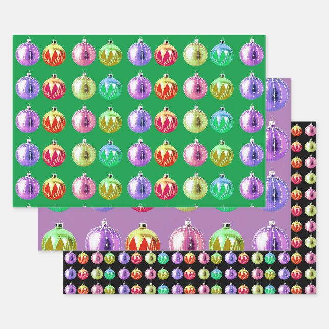 Colourful Christmas Retro Art Wrap Craft Paper (Set)