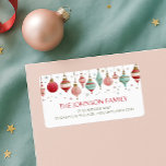Colourful Christmas Return Address Label<br><div class="desc">Give your holiday mail a festive upgrade with these Retro Ornament Return Address Labels. Featuring a charming row of vintage-inspired Christmas ornaments in red, teal, and gold, accented with sparkling stars, these labels combine seasonal cheer with practical convenience. Your family name and return address are printed in a clear, stylish...</div>