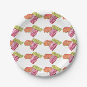Colourful Christmas Ribbon Candy Holiday Plates
