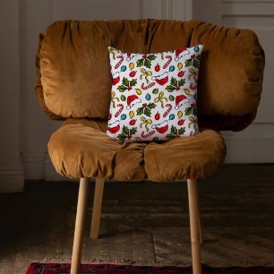 Colourful Christmas Sketches Pattern Cushion