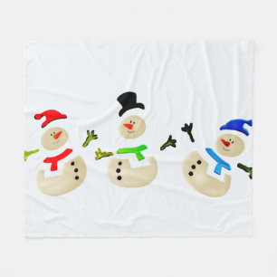 Colourful Christmas Snowman Parade Fleece Blanket