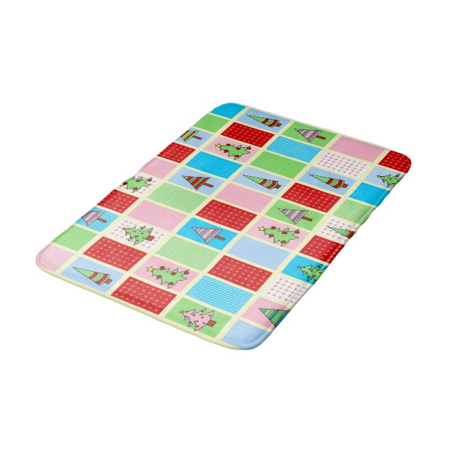 Colourful Christmas Squares Bath Mat (Angled)