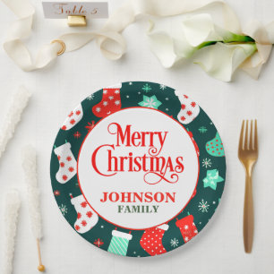 Colourful Christmas Stockings Christmas Dinner Paper Plate