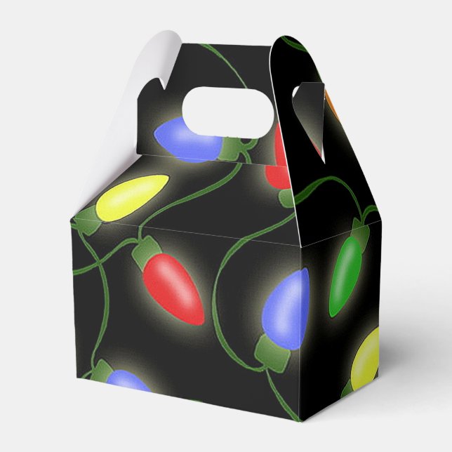Colourful Christmas String Lights Pattern Favour B Favour Box (Front Side)