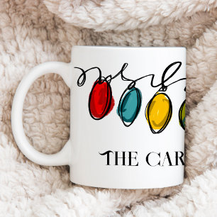 Colourful Christmas String Lights Watercolor Sketc Coffee Mug