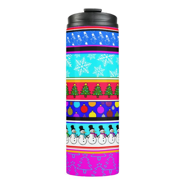Colourful Christmas Thermal Tumbler (Front)