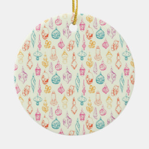 Colourful christmas toys hand drawn ceramic tree decoration