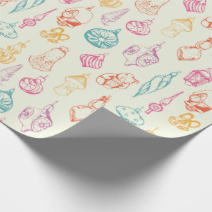 Colourful christmas toys hand drawn wrapping paper