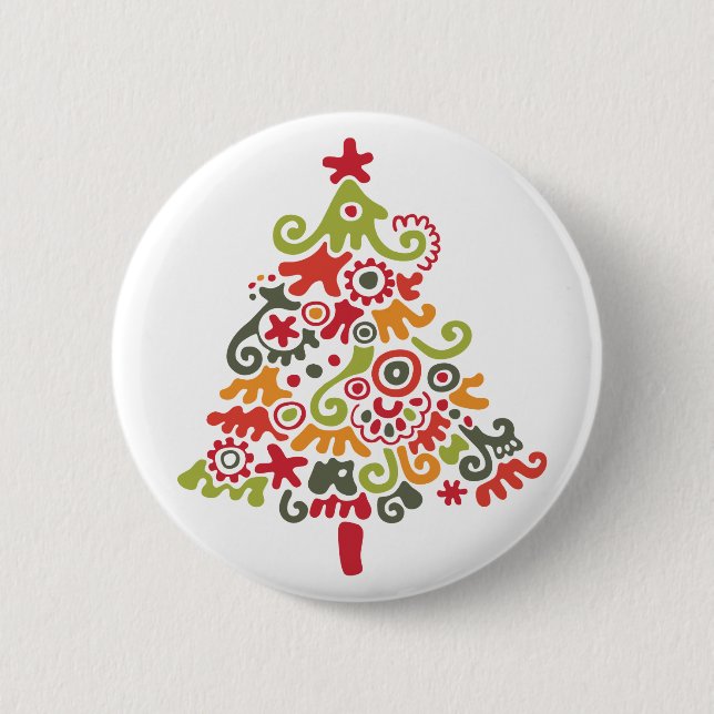 Colourful Christmas Tree 6 Cm Round Badge (Front)