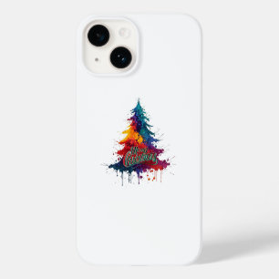 Colourful Christmas Tree Art - Merry Christmas Dec Case-Mate iPhone 14 Case