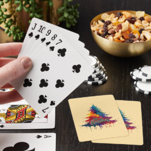 Colourful Christmas Tree Art - Merry Christmas Dec Playing Cards