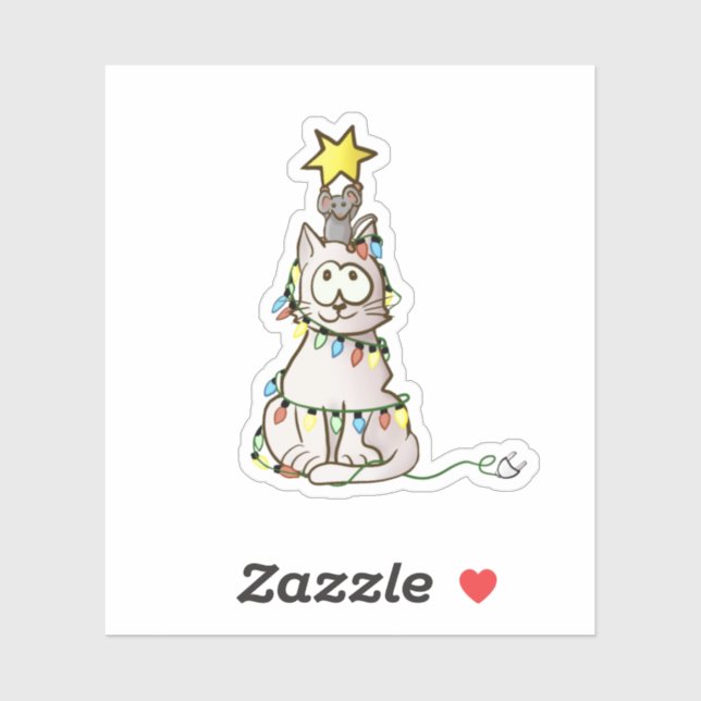 Colourful Christmas Tree Cat and Mouse Christmas (Sheet)