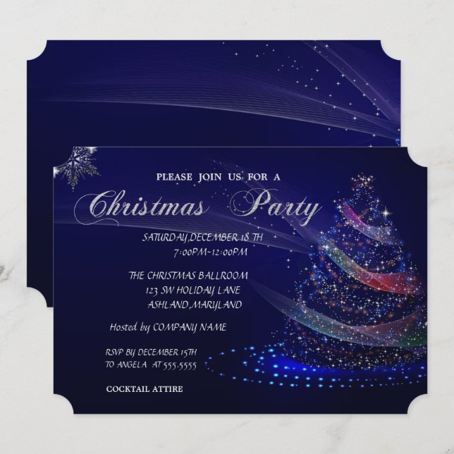 Colourful Christmas Tree, CorporateChristmas Party Invitation (Front/Back)