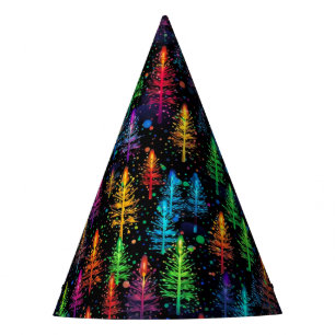 Colourful Christmas Tree Glow In Dark Forest Party Hat