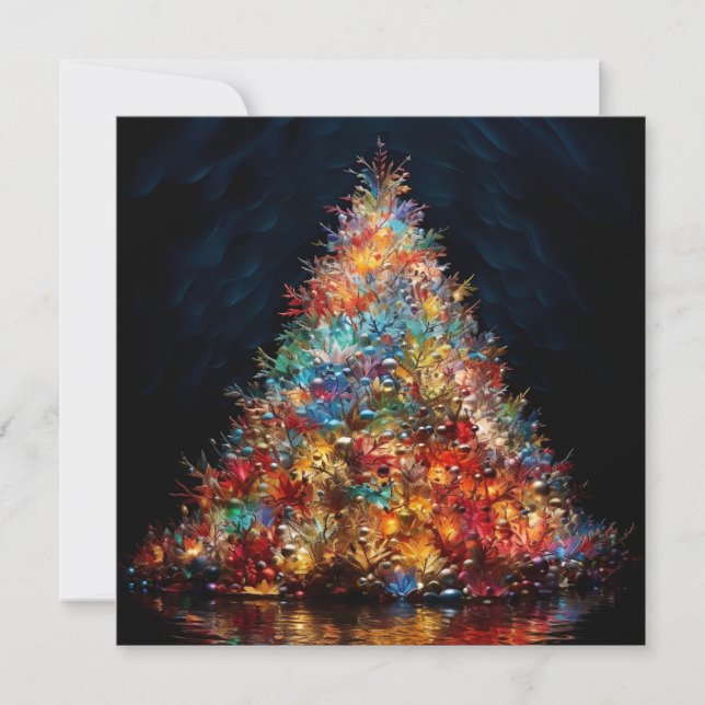 Colourful Christmas tree Holiday Card (Front)