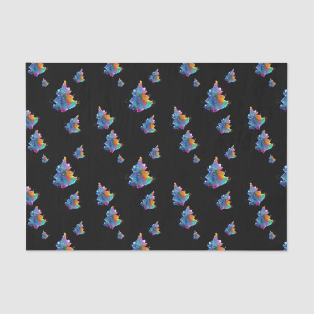 Colourful Christmas Tree Holiday Cute Girly Unique Tissue Paper (Front)