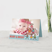 Colourful Christmas Tree Kids Birth Announcement