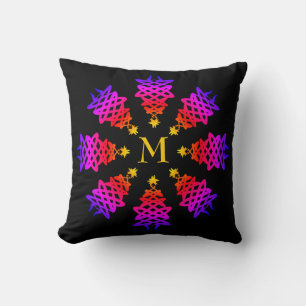 Colourful CHRISTMAS TREE Monogram Cushion