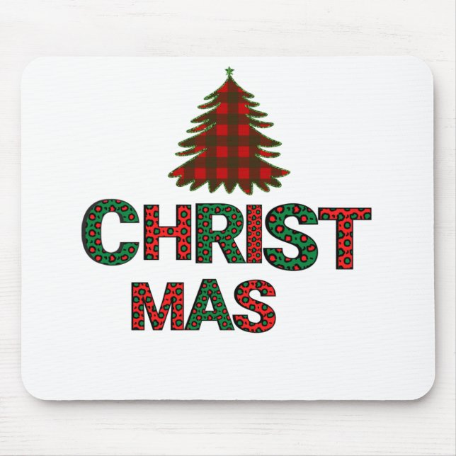 Colourful Christmas Tree Mouse Mat (Front)