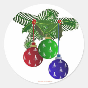 Colourful Christmas Tree Ornaments Classic Round Sticker