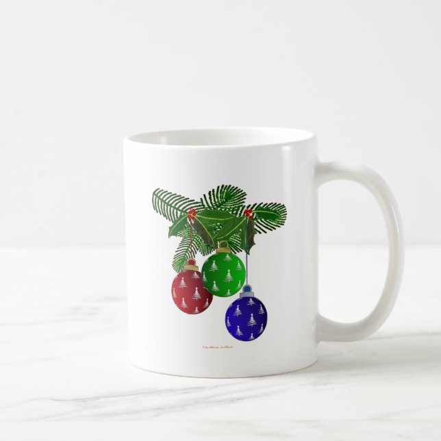 Colourful Christmas Tree Ornaments Coffee Mug (Right)