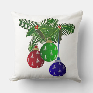 Colourful Christmas Tree Ornaments Cushion