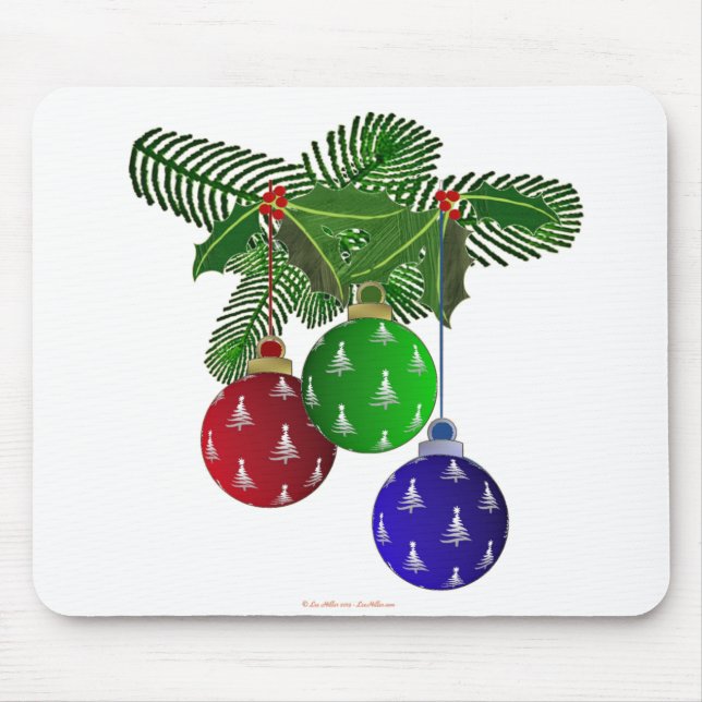 Colourful Christmas Tree Ornaments Mouse Mat (Front)