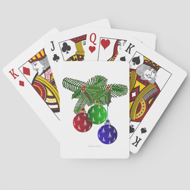 Colourful Christmas Tree Ornaments Playing Cards (Back)