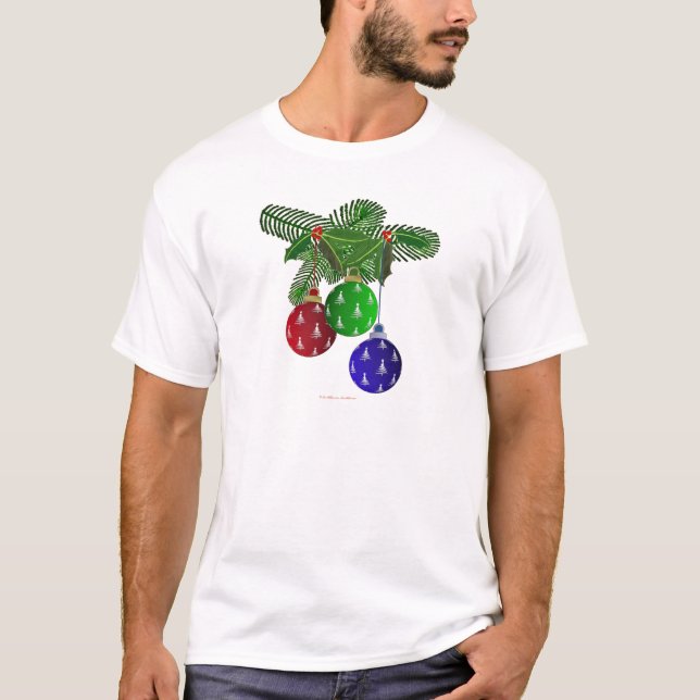 Colourful Christmas Tree Ornaments T-Shirt (Front)
