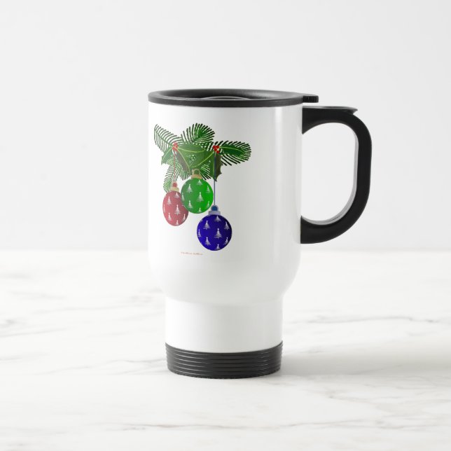 Colourful Christmas Tree Ornaments Travel Mug (Right)