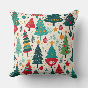 Colourful Christmas Tree Pattern Cushion