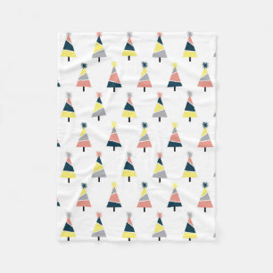 Colourful Christmas tree pattern Fleece Blanket