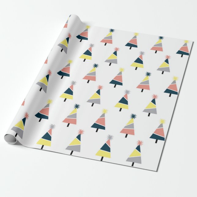 Colourful Christmas  tree pattern Wrapping Paper (Unrolled)