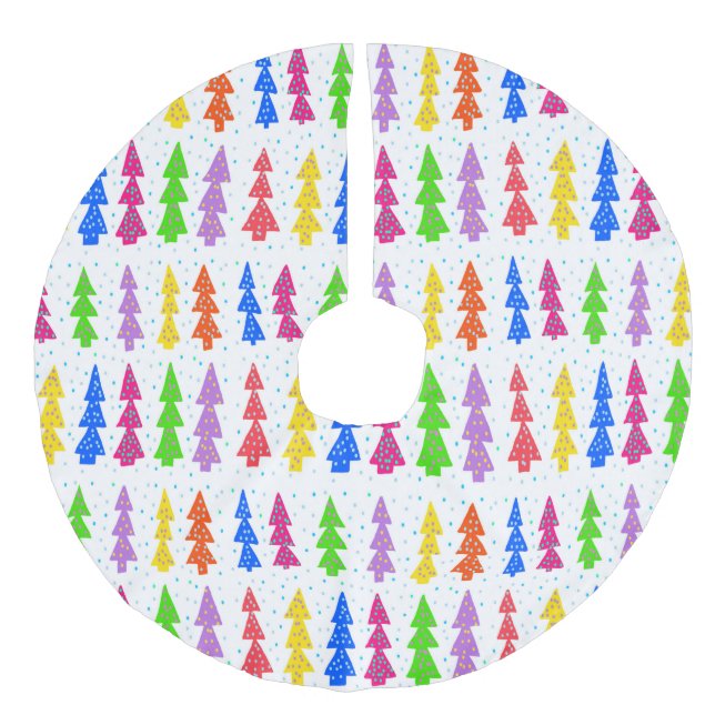 Colourful Christmas Tree Pop Art  Faux Linen Tree Skirt (Front)