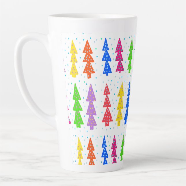 Colourful Christmas Tree Pop Art  Latte Mug (Left)