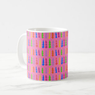 Colourful Christmas Tree Pop Art Pink Coffee Mug