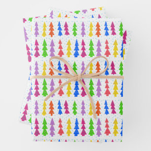 Colourful Christmas Tree Pop Art Wrapping Paper Sheet