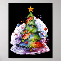Colourful Christmas Tree, Seasonal Decor 