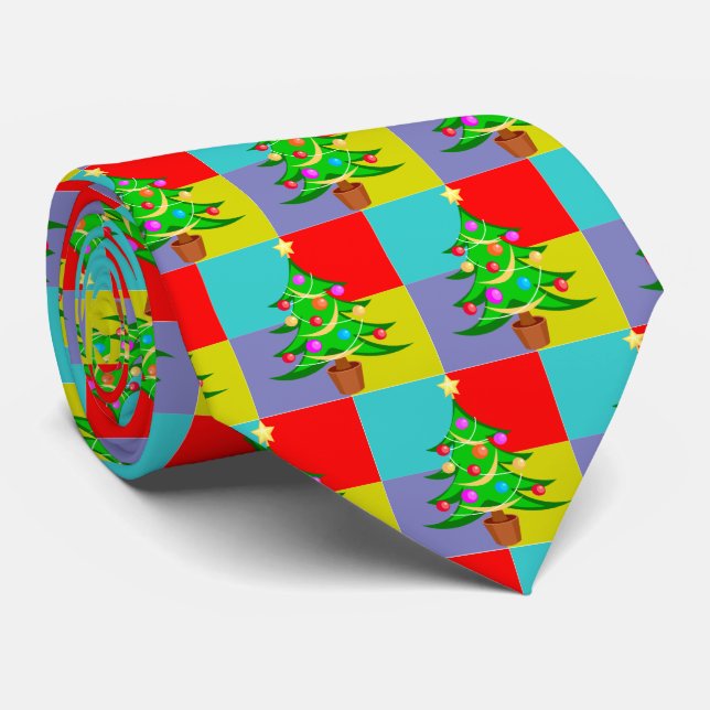 Colourful Christmas Tree Tie (Rolled)