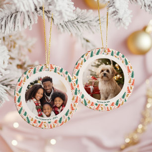 Colourful Christmas Tree Two Photos Ceramic Tree Decoration