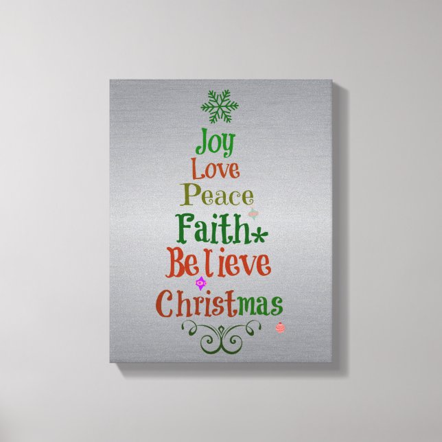 Colourful Christmas Tree Words Canvas Print (Front)