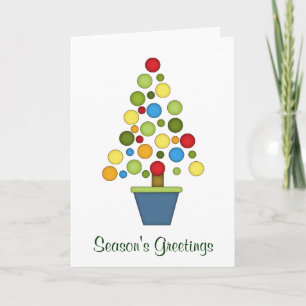 Colourful Christmas Tree+Wreath Holiday Card