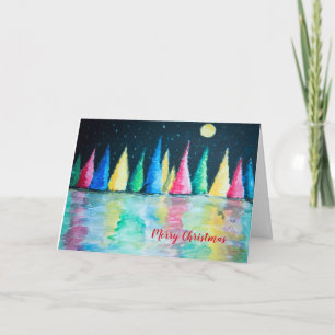 Colourful Christmas Trees Holiday Card