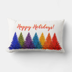 Colourful Christmas Trees  Lumbar Cushion