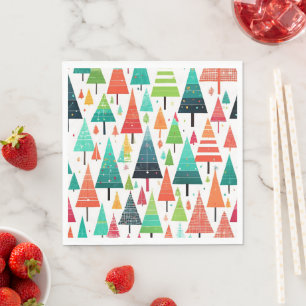 Colourful Christmas Trees Pattern Napkin