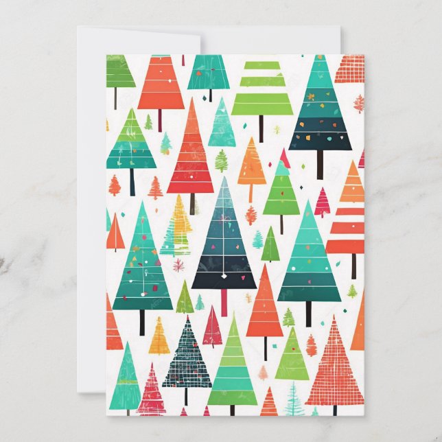 Colourful Christmas Trees Pattern Thank You Card (Front)